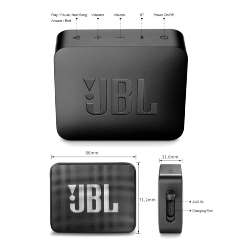 Vodoodporni brezžični Bluetooth zvočnik JBL GO 2